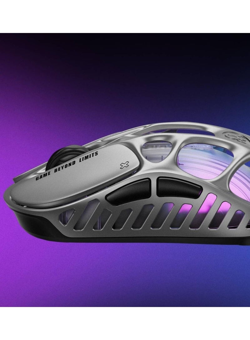 Gravastar ماوس الألعاب اللاسلكي GravaStar Mercury X، 32,000 DPI مستشعر PAW 3950، معدل استقصاء 1000Hz، 49g، إطار مجوف من سبائك المغنيسيوم، إضاءة RGB، 5 أزرار قابلة للبرمجة، فضي بين النجوم | Mercury X - Image 5